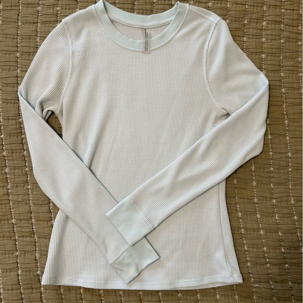 Outdoor Voices Light Blue Waffle Knit Top